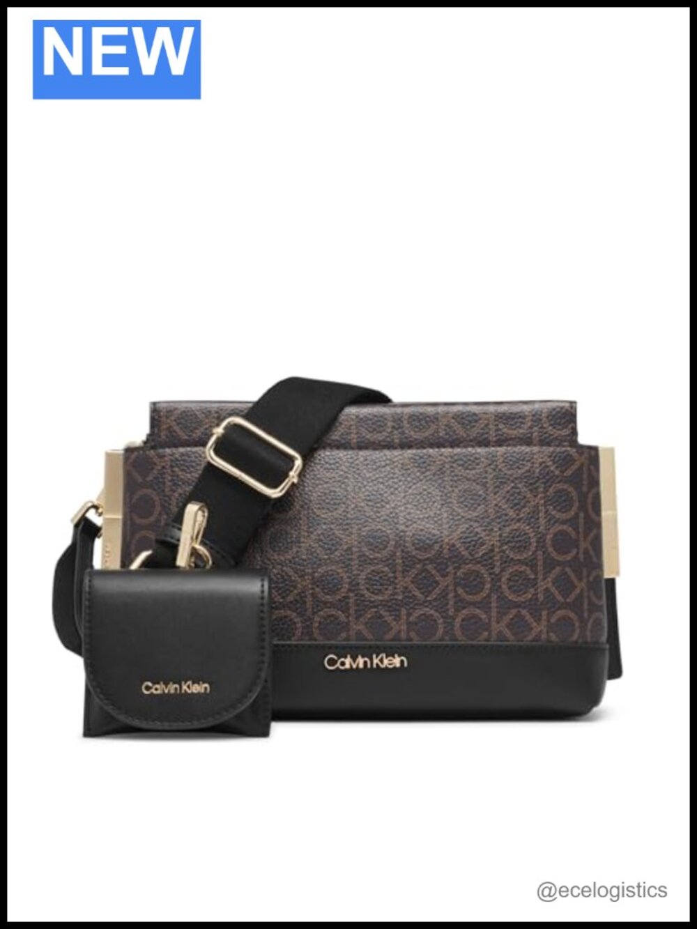 Calvin Klein Bianca Triple Compartment Crossbody Handbag - Monogram PVC